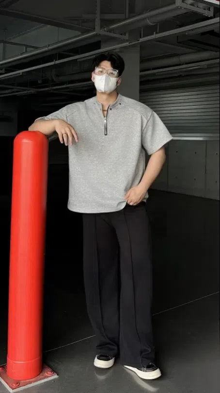 Heavyweight Half Zip Short Sleeve T-Shirt