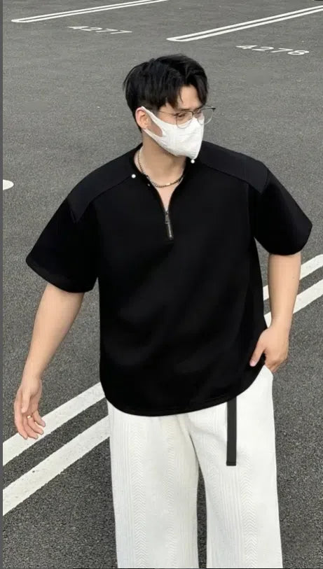 Heavyweight Half Zip Short Sleeve T-Shirt