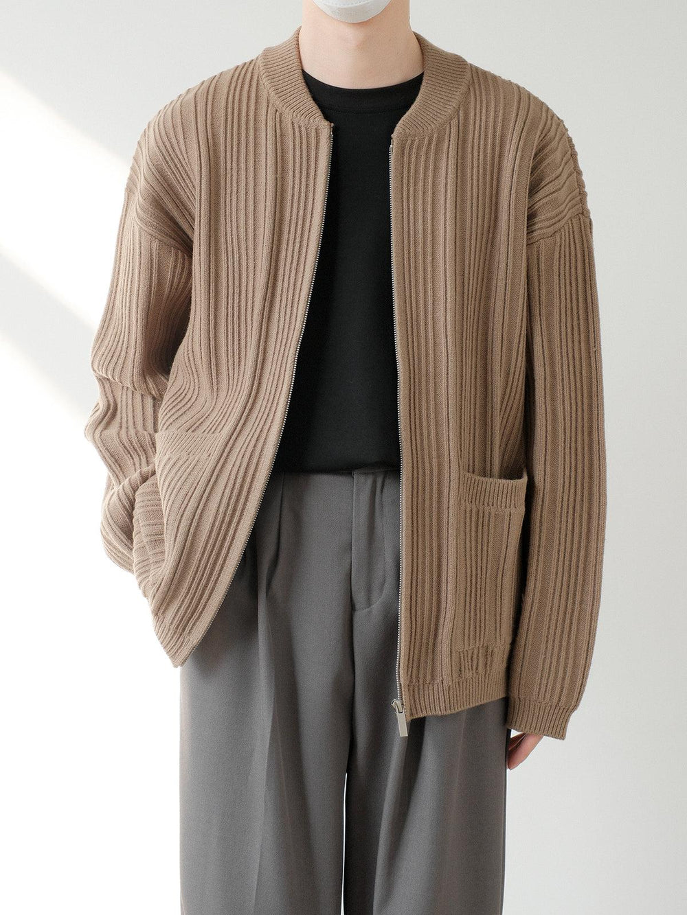 Ribbed Knit Cardigan Jacket
