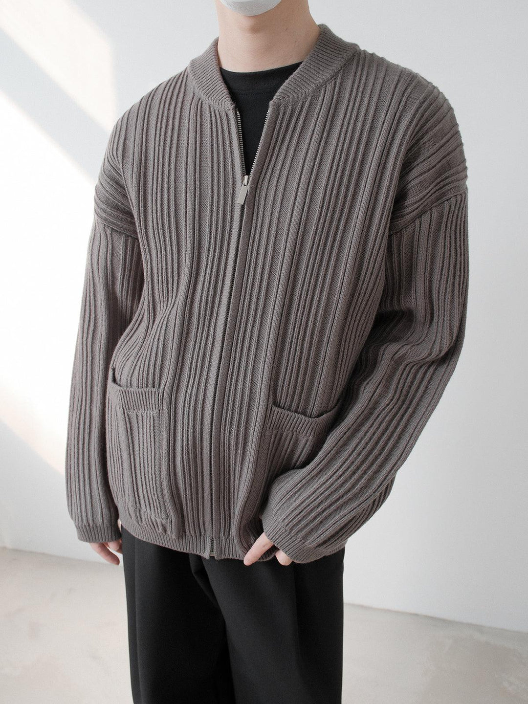 Ribbed Knit Cardigan Jacket