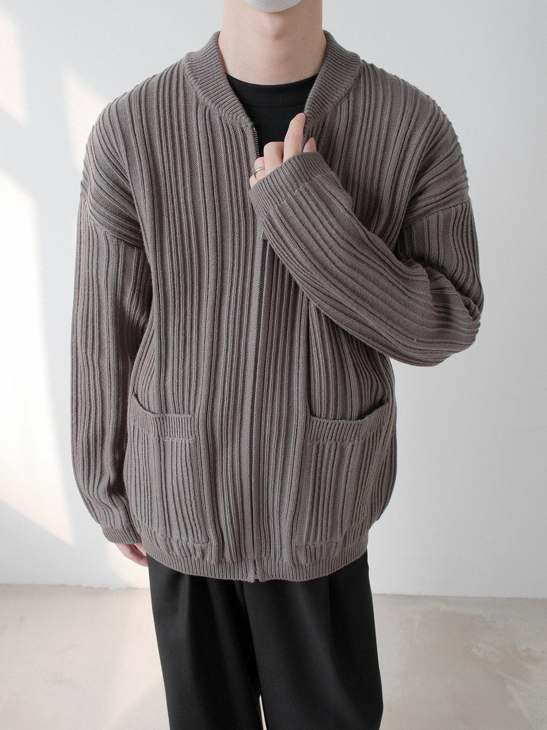 Ribbed Knit Cardigan Jacket