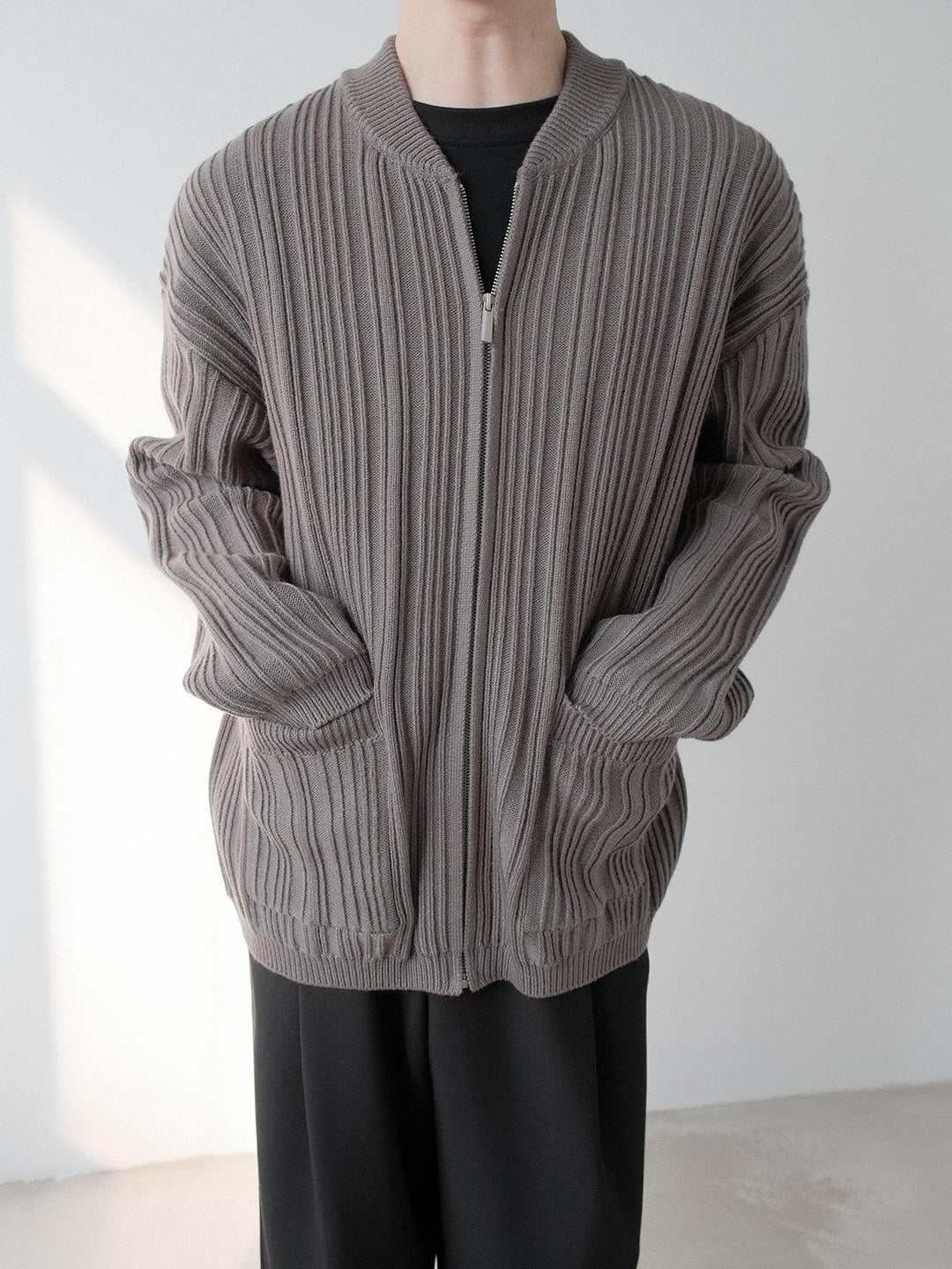 Ribbed Knit Cardigan Jacket