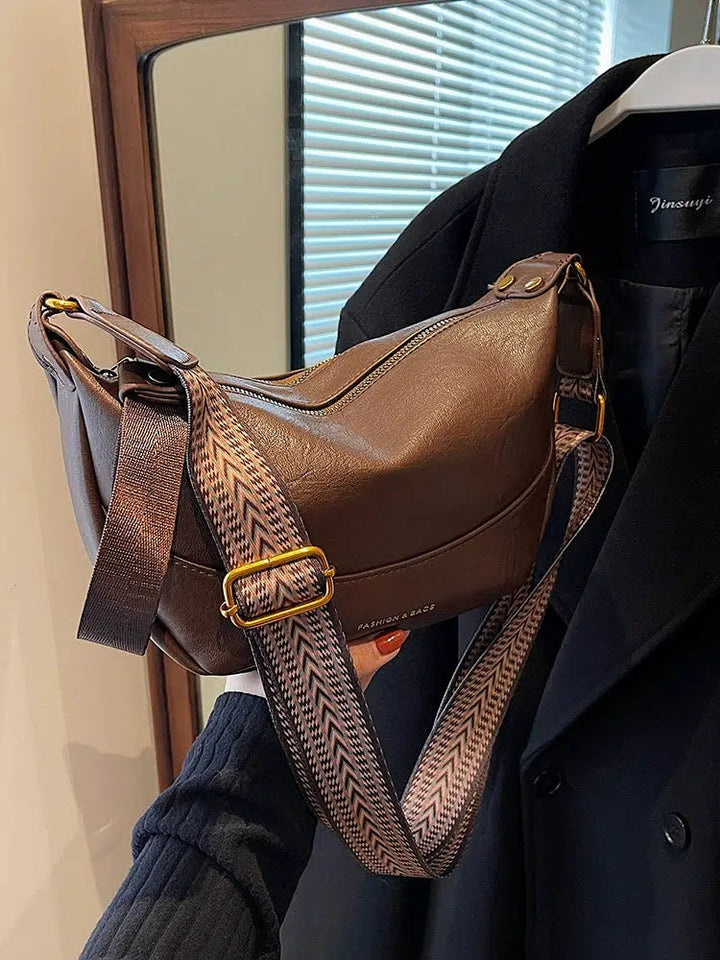 Adjustable Strap Leather Crossbody Bag