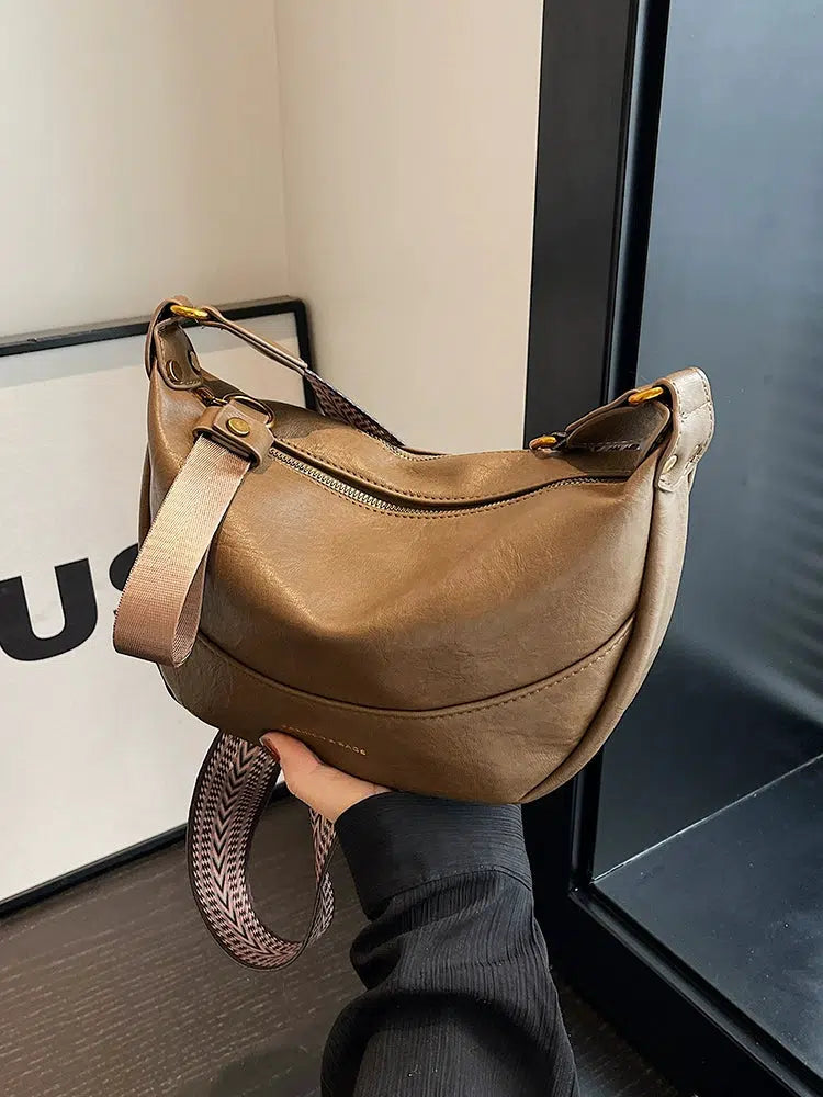 Adjustable Strap Leather Crossbody Bag