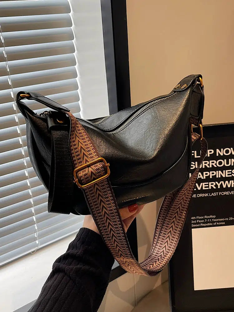 Adjustable Strap Leather Crossbody Bag