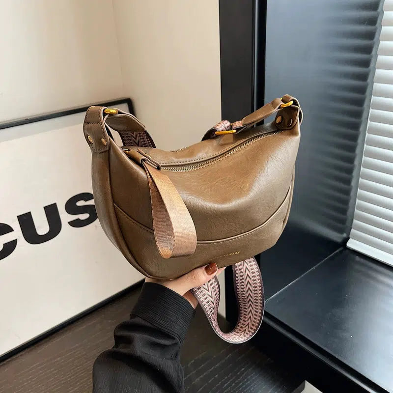 Adjustable Strap Leather Crossbody Bag