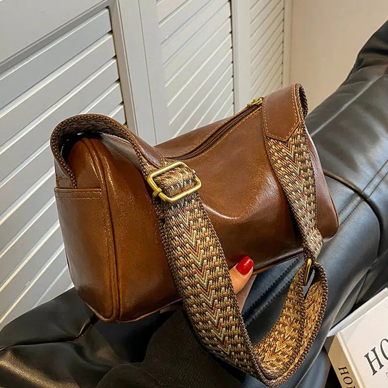 Adjustable Strap Leather Square Bag