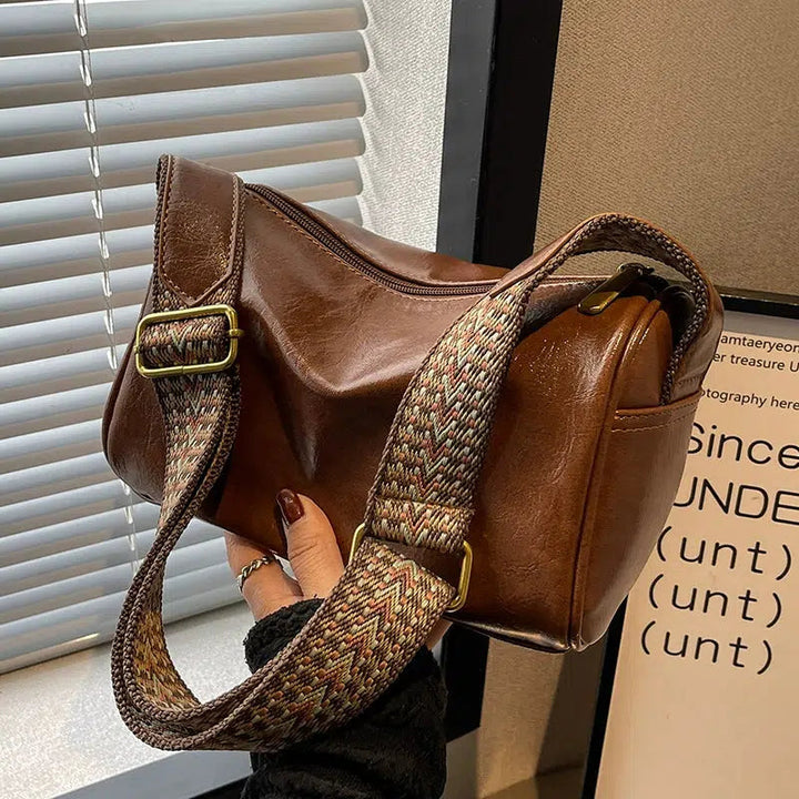 Adjustable Strap Leather Square Bag