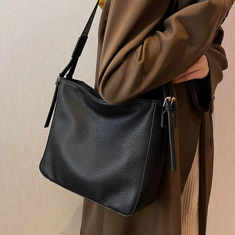 Adjustable Strap Leather Tote Bag