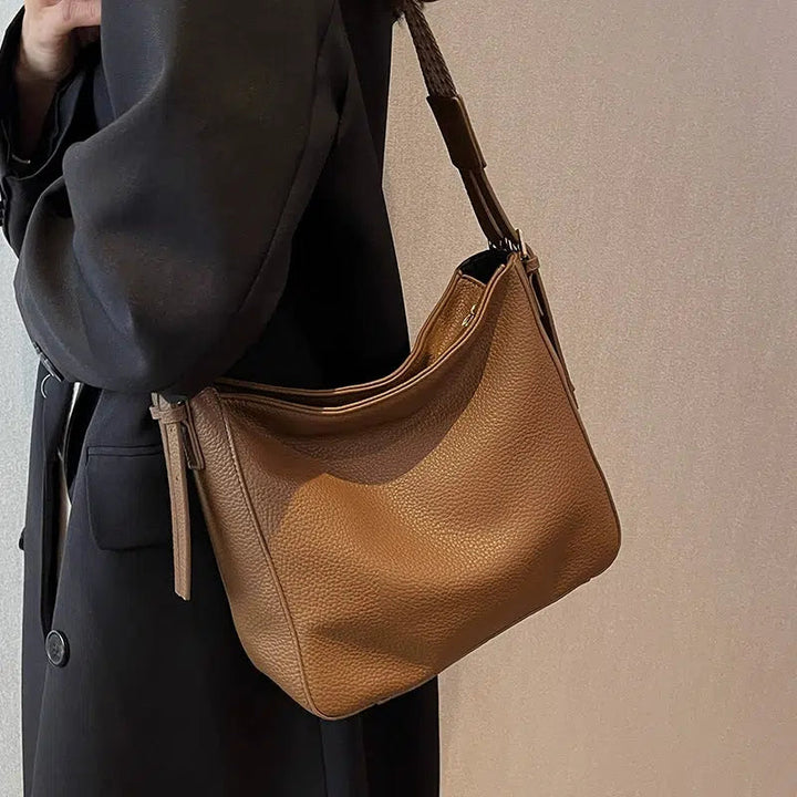 Adjustable Strap Leather Tote Bag