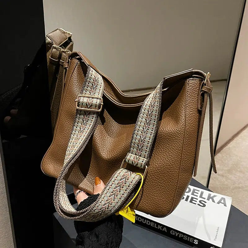 Adjustable Strap Leather Tote Bag