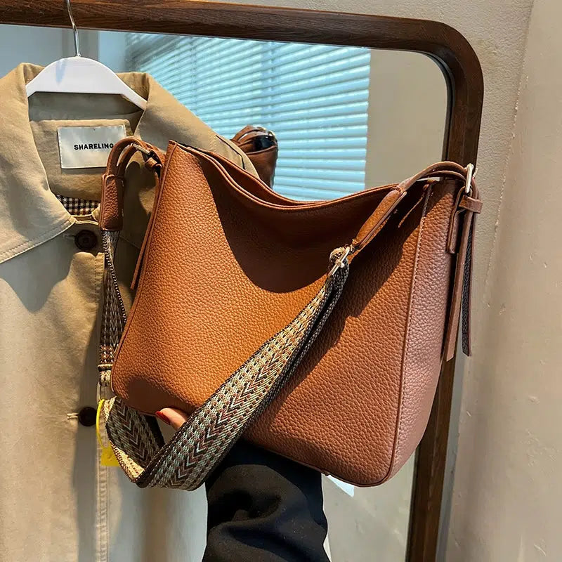 Adjustable Strap Leather Tote Bag