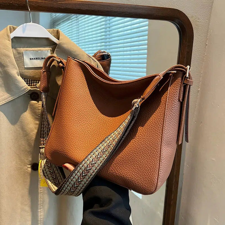 Adjustable Strap Leather Tote Bag