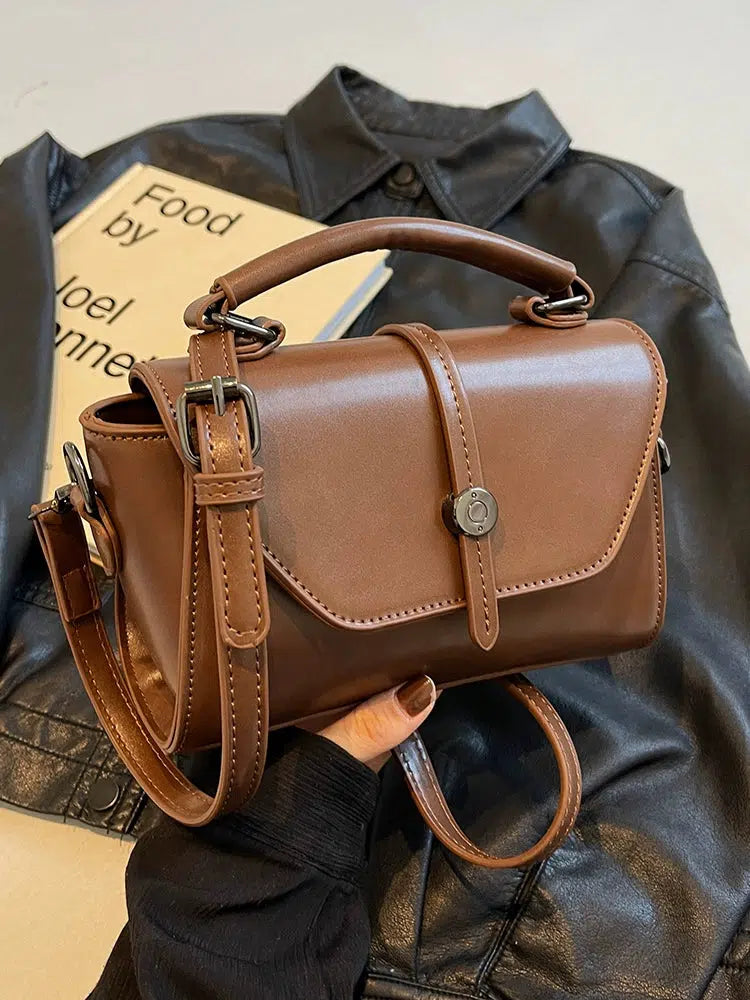 Adjustable Strap Square Leather Bag