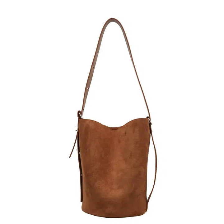 Adjustable Strap Suede Bucket Bag