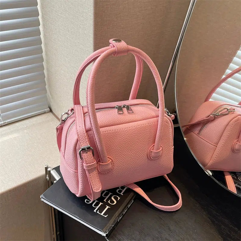 Adjustable Strap Textured Handbag