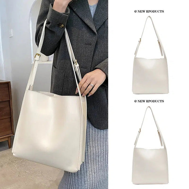 Adjustable Straps Leather Tote Bag