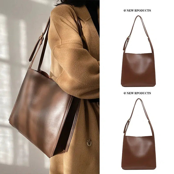 Adjustable Straps Leather Tote Bag