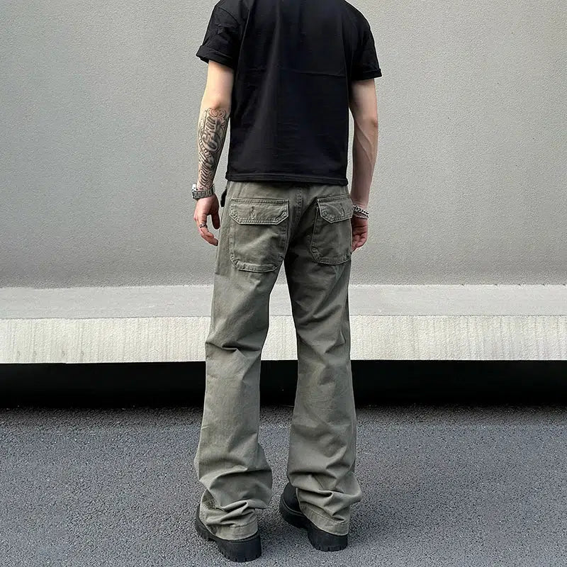 Army Green Straight-leg Cargo Pants