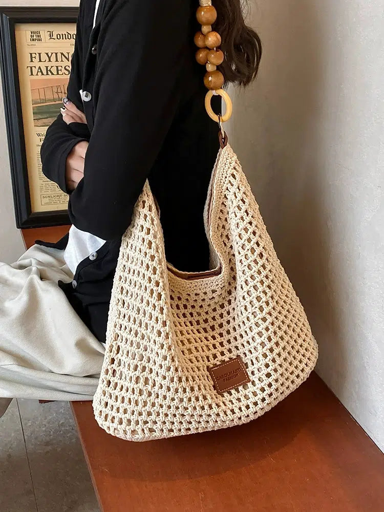Bead Strap Crochet Shoulder Bag