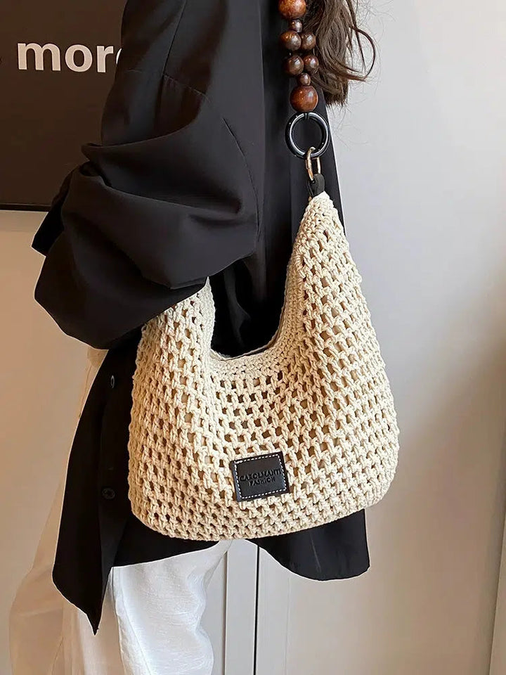 Bead Strap Crochet Shoulder Bag