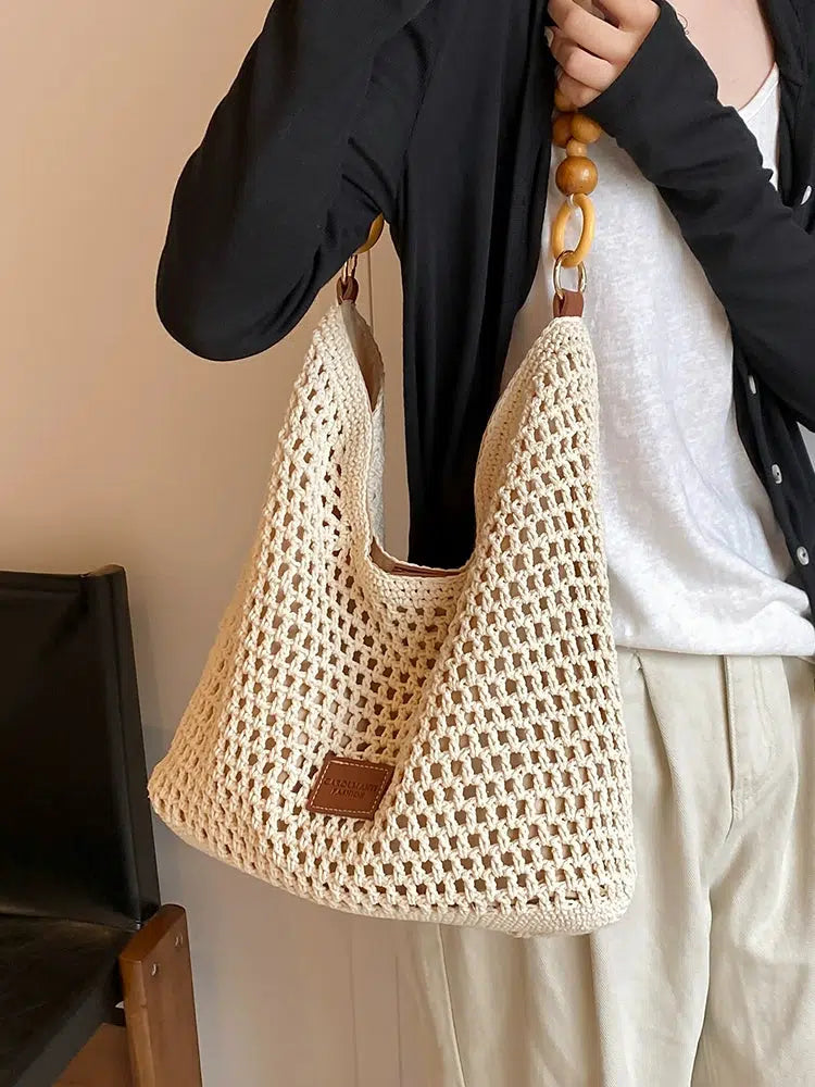 Bead Strap Crochet Shoulder Bag