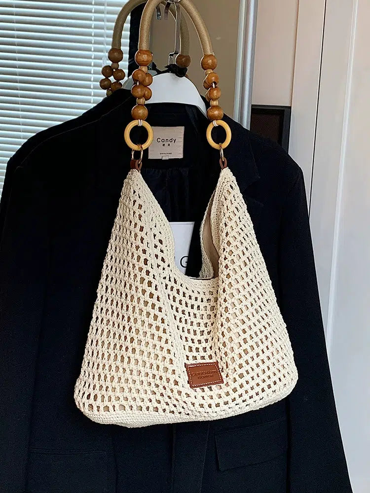 Bead Strap Crochet Shoulder Bag