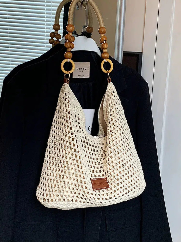 Bead Strap Crochet Shoulder Bag