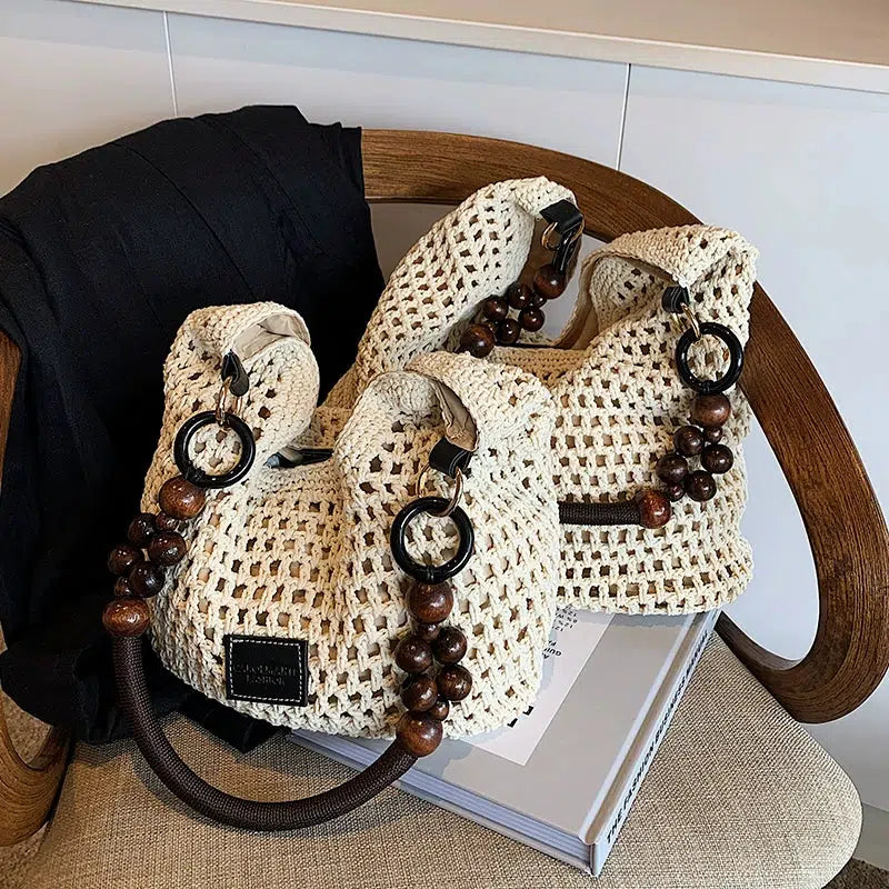 Bead Strap Crochet Shoulder Bag