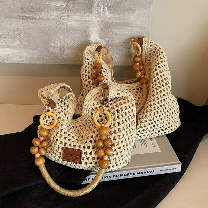 Bead Strap Crochet Shoulder Bag