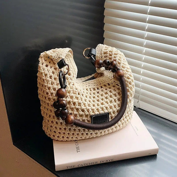 Bead Strap Crochet Shoulder Bag