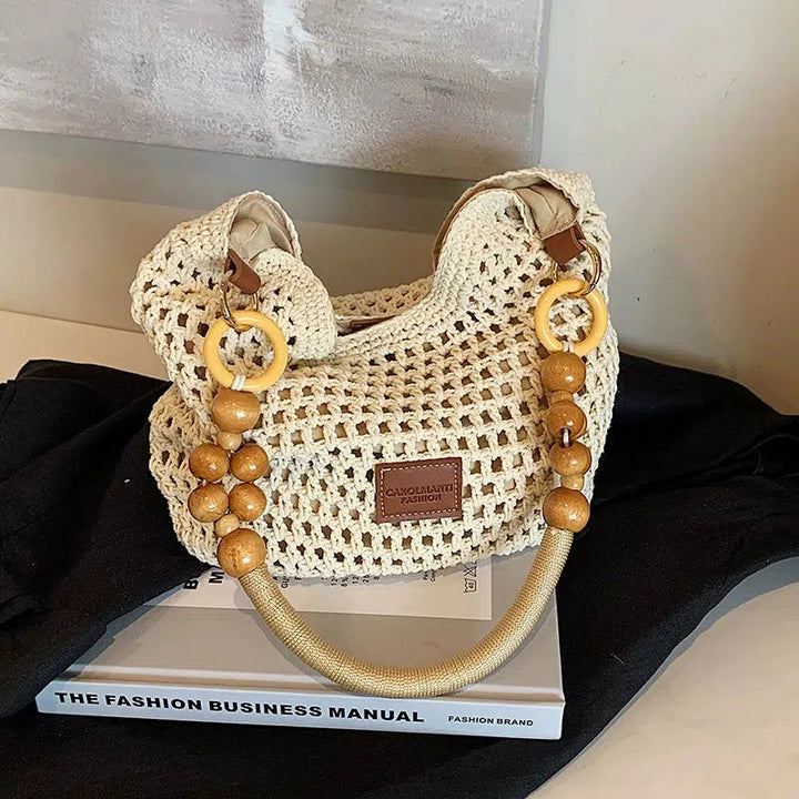 Bead Strap Crochet Shoulder Bag