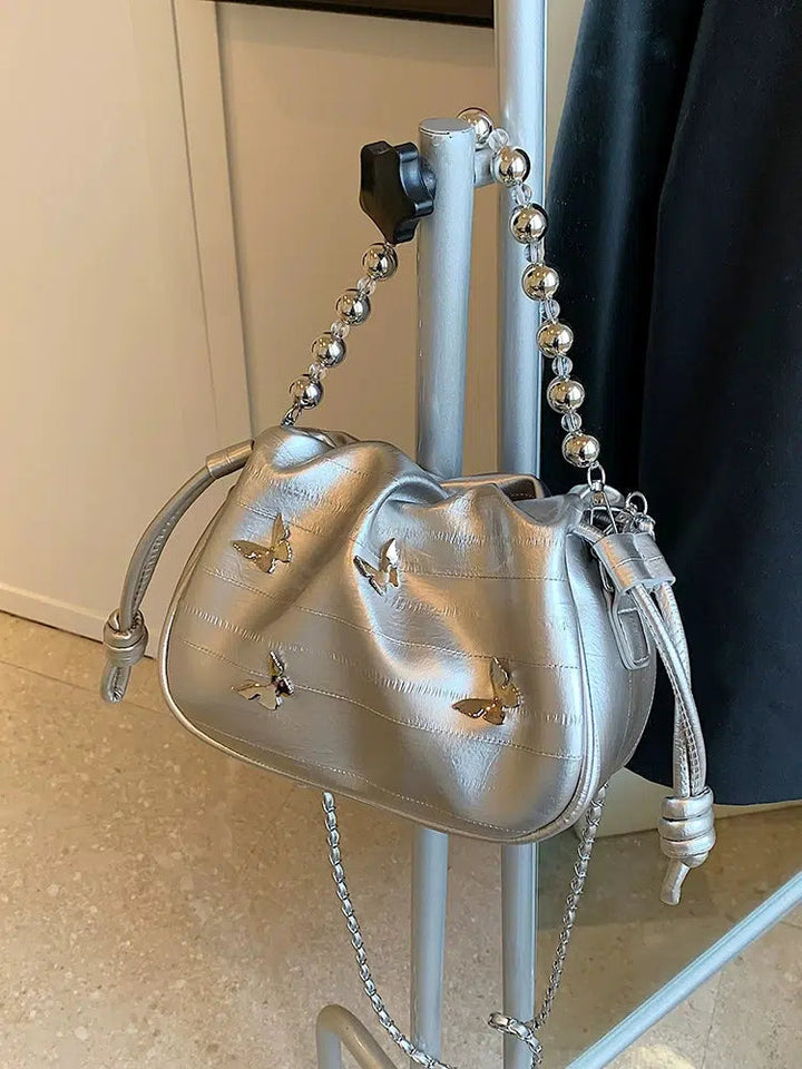 Beaded Chain Strap Crossbody Bag