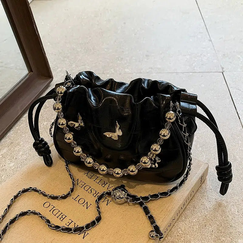 Beaded Chain Strap Crossbody Bag