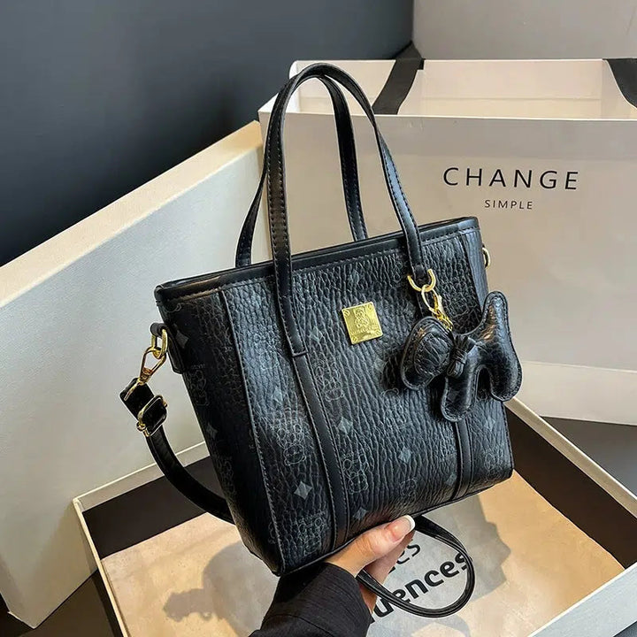 Bear Patterned Handle Tote Bag