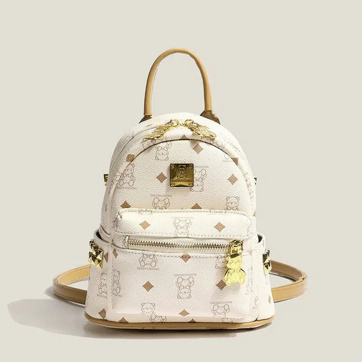 Bear Print Studs Mini Backpack