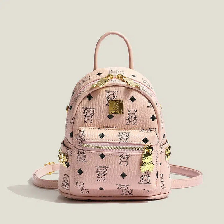 Bear Print Studs Mini Backpack