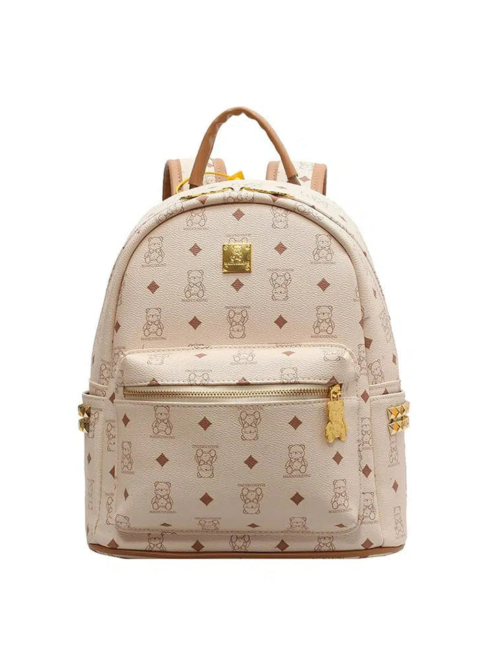 Bear Print Studs Mini Backpack