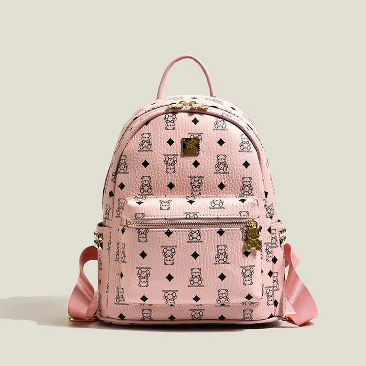 Bear Print Studs Mini Backpack