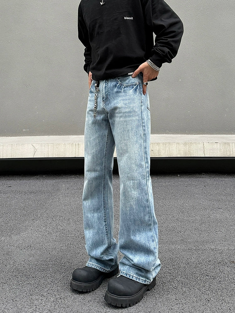 Blue Vintage Straight-Leg Denim Pants