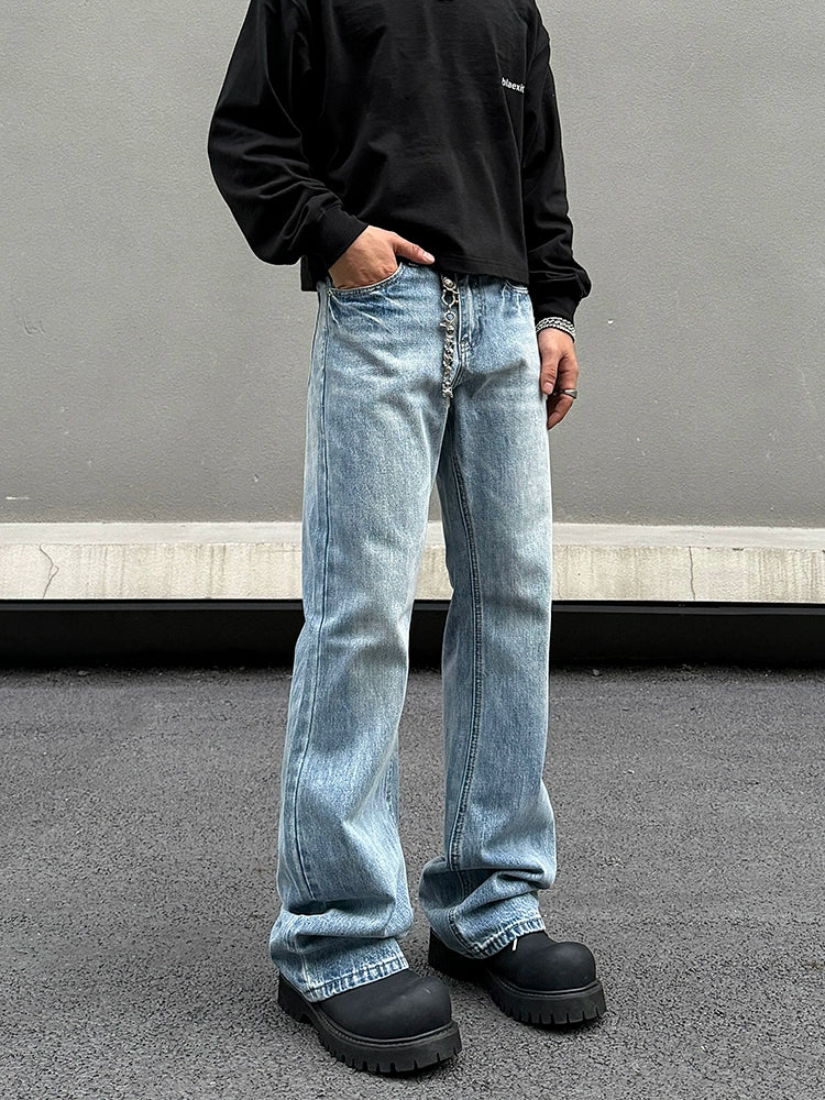 Blue Vintage Straight-Leg Denim Pants