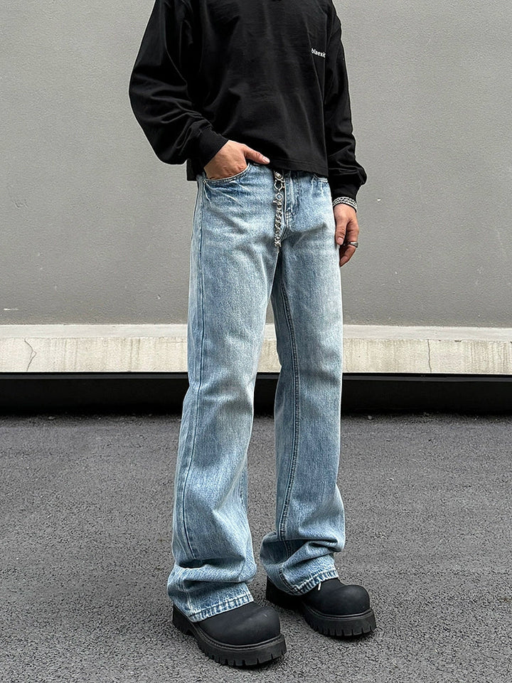 Blue Vintage Straight-Leg Denim Pants