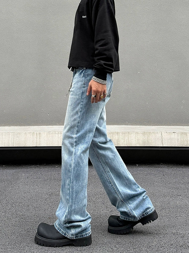 Blue Vintage Straight-Leg Denim Pants