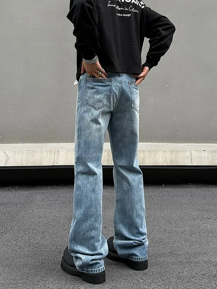 Blue Vintage Straight-Leg Denim Pants