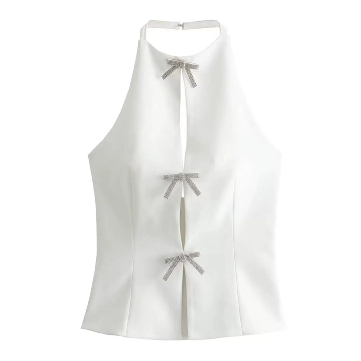 Bow Accent Halter Tank Top