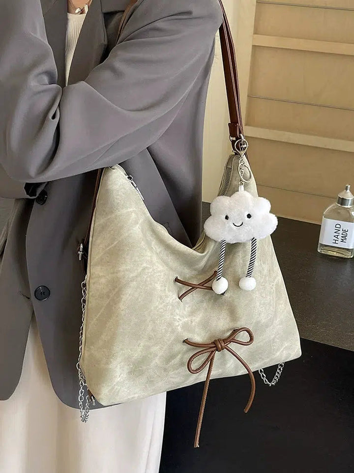 Bow Tie Denim Tote Bag