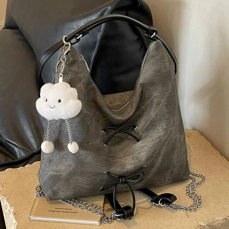 Bow Tie Denim Tote Bag