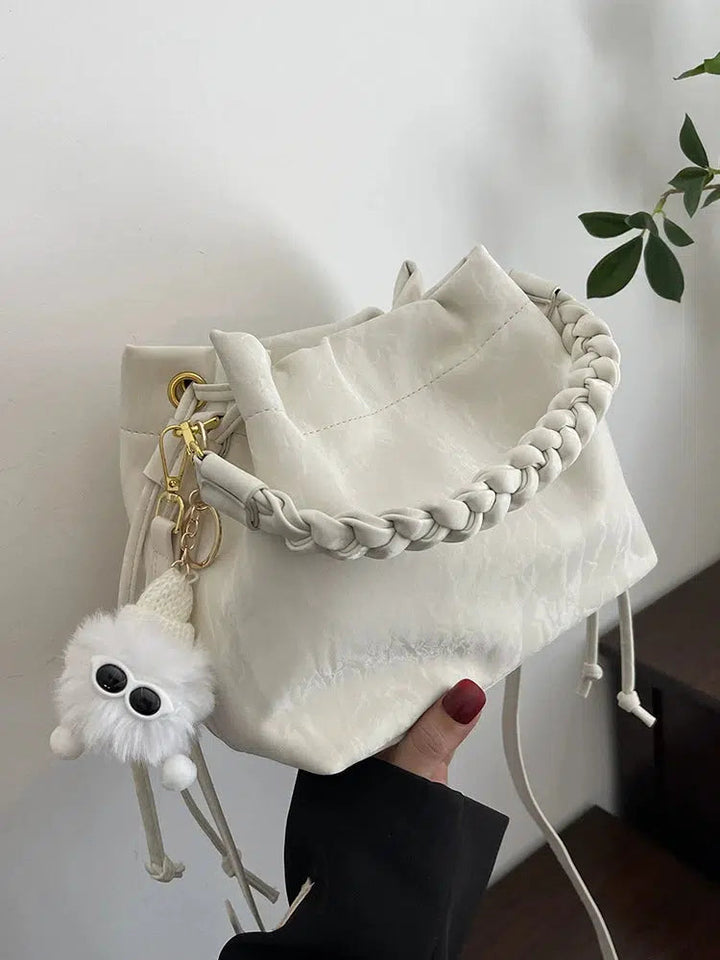 Braided Handle Bucket Shaped Bag
