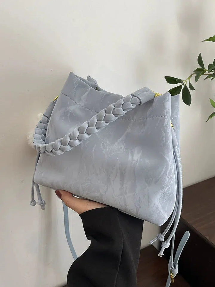 Braided Handle Bucket Shaped Bag