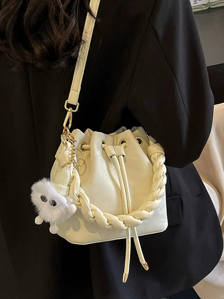 Braided Strap Bucket Bag